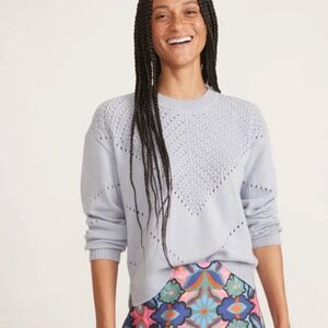 Marine Layer Olivia Sweater Crewneck Relaxed Fit Light Grey Heather Size Small